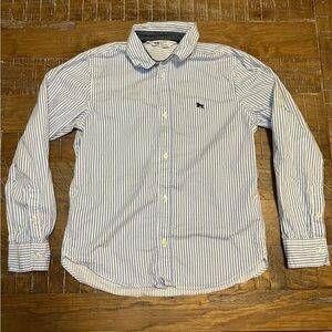 H&M Kids Blue & White Striped Button Down Shirt Size 10 Long Sleeve Dress Shirt